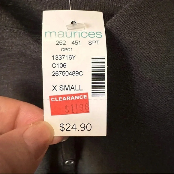 Maurice's 24/7 Henley top. Black. Nwt. Size XS - Picture 3 of 7